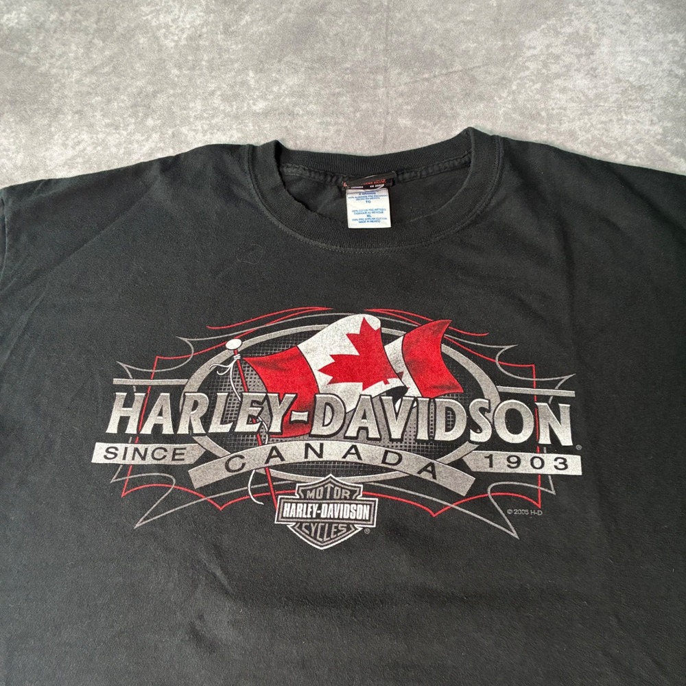 Vintage 2005 Harley-Davidson Canada Niagara Falls Eagle T-Shirt Mens XL Black